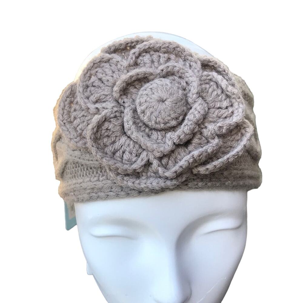 NEW Mudpie Floral Headband Tan Beige Adjustable